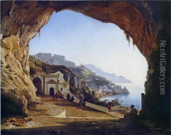 La Grotta Dei Cappuccini Ad Amalfi Oil Painting - Alessandro la Volpe