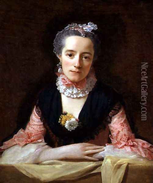 An Unknown Woman in a Pink Dress Oil Painting - Allan Ramsay