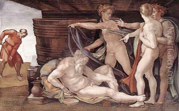 Drunkenness of Noah 1509 Oil Painting - Michelangelo Buonarroti