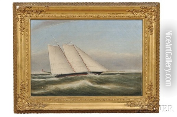 Yachting Scene Off The Coast Oil Painting - Clement Drew