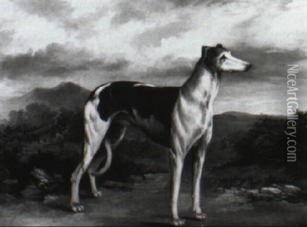 Greyhound In A Landscape Oil Painting - James Henry Beard