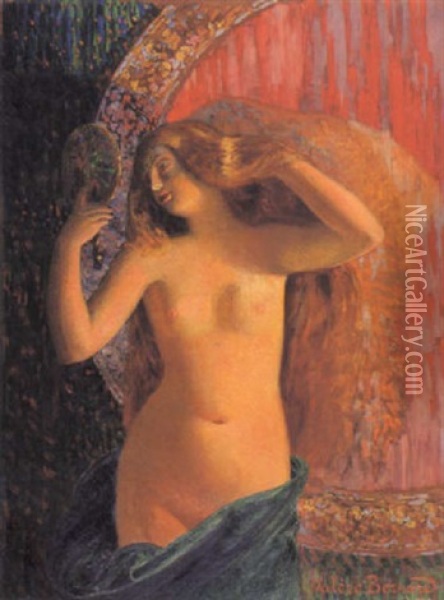 Femme A Sa Coiffure Oil Painting - Francois-Marius Valere-Bernard