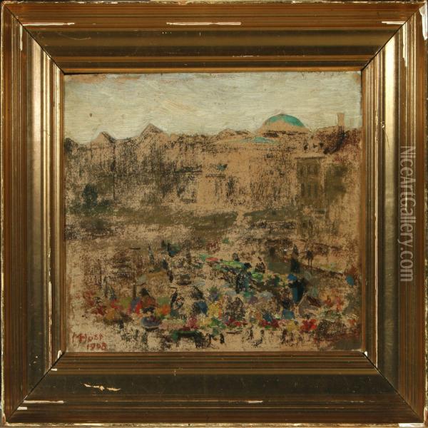 From A Marketplace Inrome Oil Painting - Marianne Host