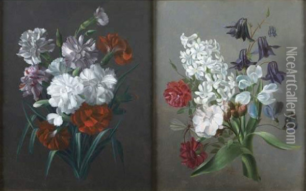 Bouquets De Fleurs Oil Painting - Jean Louis, Le Jeune Prevost