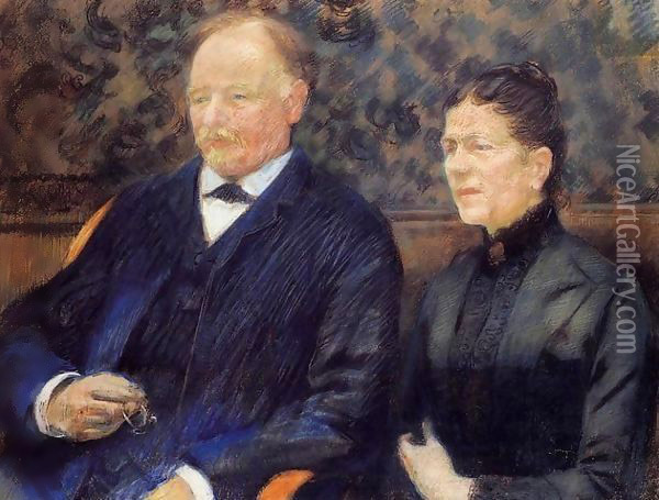 Portrait of Frederic-Gustave Scholobach and His Wife 1892 Oil Painting - Theo van Rysselberghe