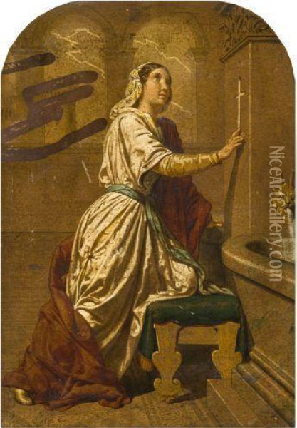 Sainte Rosalie Oil Painting - Jean-Louis Canon