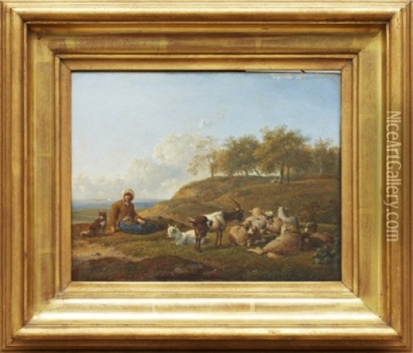 Herde Med Far Och Getter Oil Painting - Johann Christian Klengel