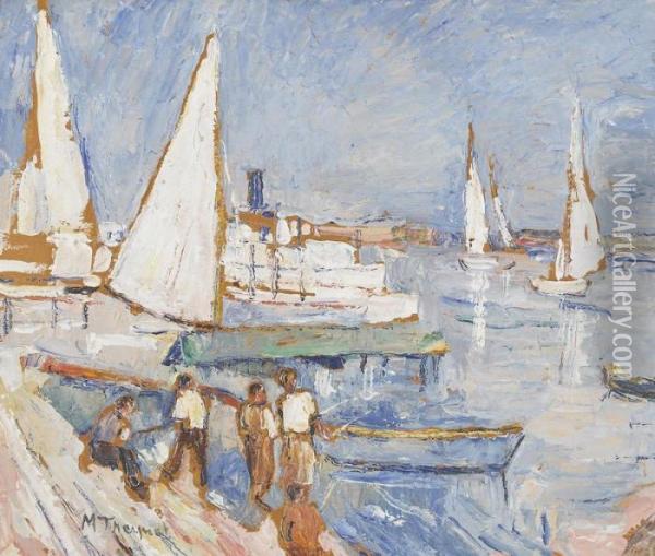 Hafen Am Neuenburgersee Mit Segelbooten Oil Painting - Max Robert Theynet