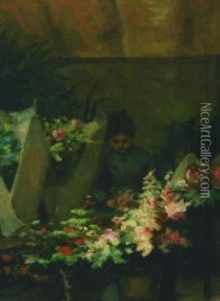 Marchande De Fleurs Oil Painting - Victor-Gabriel Gilbert