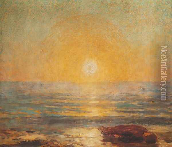 Sea (Sunset over the Sea) Oil Painting - Ludwik de Laveaux