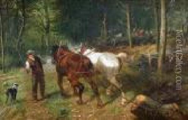 The Loggingcart Oil Painting - Richard Beavis