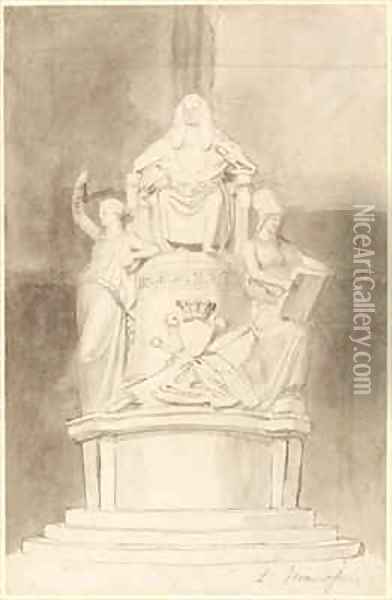Design for the Monument of Lord Mansfield Westminster Abbey Oil Painting - John Flaxman