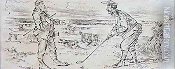 The Hesitant Golfer, illustration from Graphic magazine, pub. c.1870 Oil Painting - Henry Sandercock
