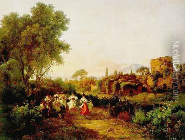 Wine Harvest (Tarantella) 1835 Oil Painting - Karoly, the Elder Marko