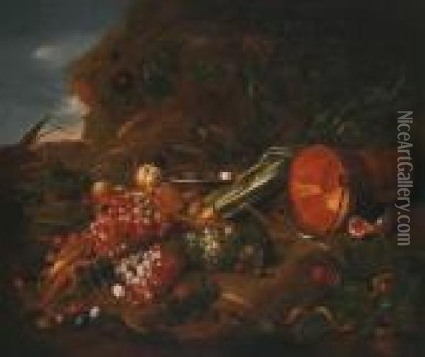 Natura Morta Con Frutti Ed Un Secchio Di Rame Oil Painting - Cornelis De Heem