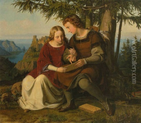 Frithjof Und Ingeborg Oil Painting - Wilhelm Volkhart