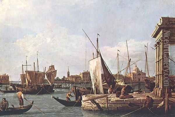 La Punta della Dogana (Custom Point) Oil Painting - (Giovanni Antonio Canal) Canaletto