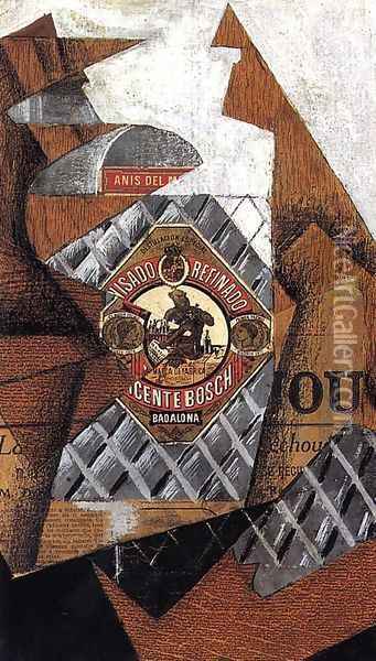 The Bottle of Anis del Mono Oil Painting - Juan Gris