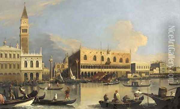 The Molo, the Doge's Palace and the Piazzetta, Venice, from the Bacino Oil Painting - (Giovanni Antonio Canal) Canaletto