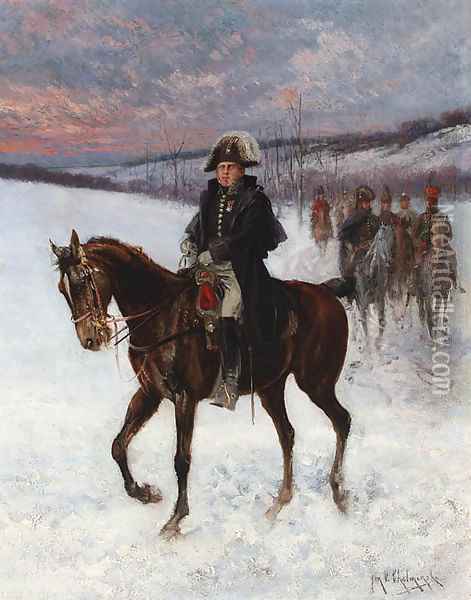 Marshal Ney on horseback; Campaign in Russia Oil Painting - Jan van Chelminski