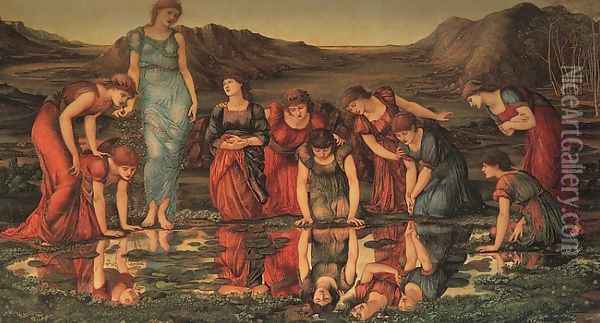The Mirror of Venus Oil Painting - Sir Edward Coley Burne-Jones
