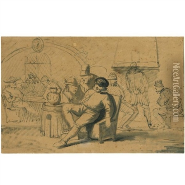 A Group Of Men Singing In A Tavern Oil Painting - Egbert van Heemskerck the Elder