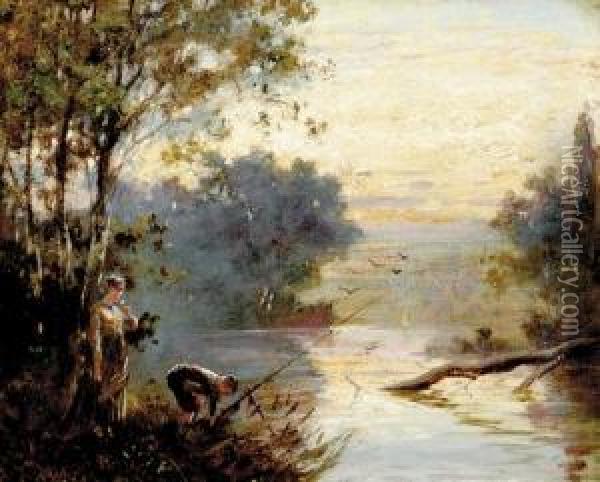 Lechlade On Thames Johnsonh Oil Painting - Harry John Johnson