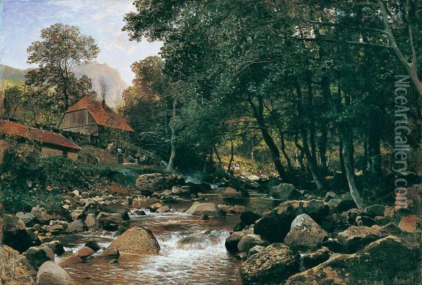 Schmiedemuhle Im Ilsetal Im Harz Oil Painting - Paul Franz Flickel
