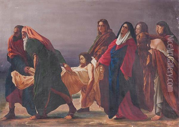 Carrying Christ To The Tomb Oil Painting - Hans Eisele