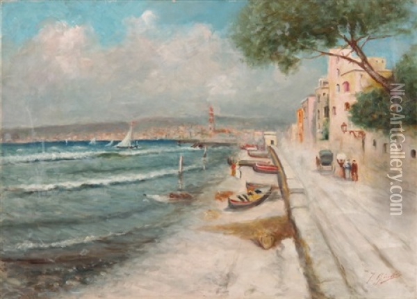 Am Strand Vor Neapel Oil Painting - Fausto Giusto