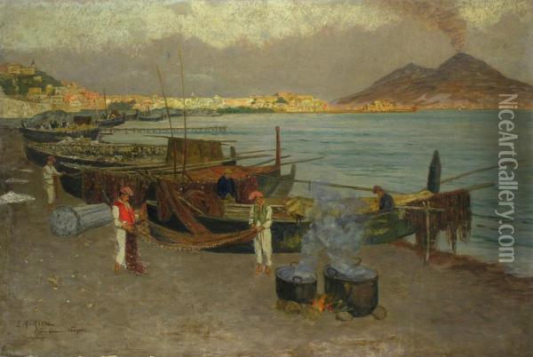 Golf Von Neapel Oil Painting - Eugen Ankelen