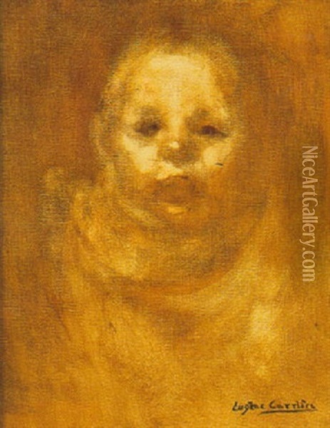 Portrait De Jean-rene A La Bavette, Fils De L'artiste Oil Painting - Eugene Carriere