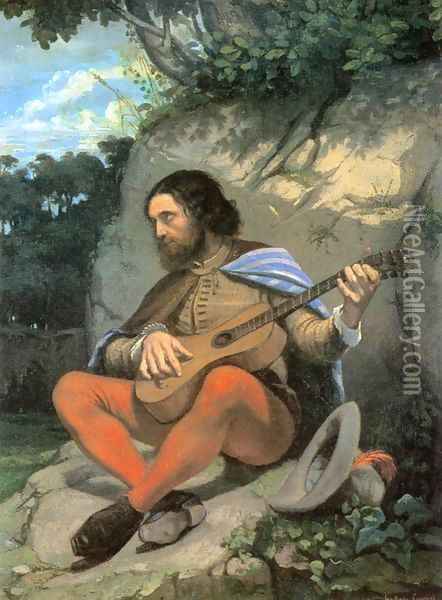 Young Man in a Landscape (The Guitarrero) Oil Painting - Gustave Courbet