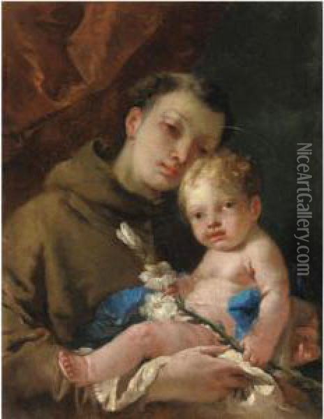 Sant'antonio Da Padova Col Bambino Oil Painting - Francesco Zugno