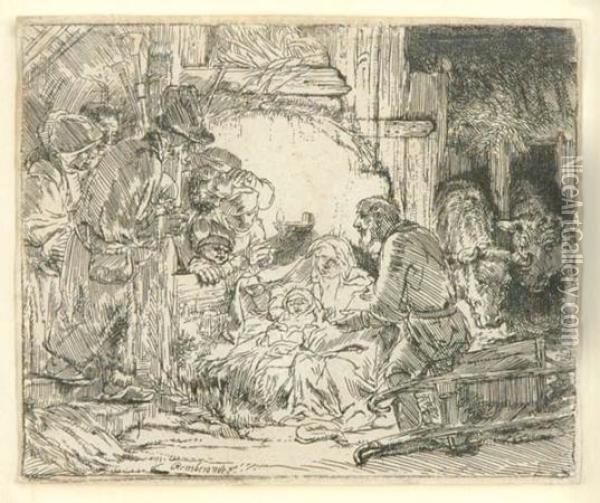 The Adoration Of The Shepherds With The Lamp Oil Painting - Rembrandt Van Rijn