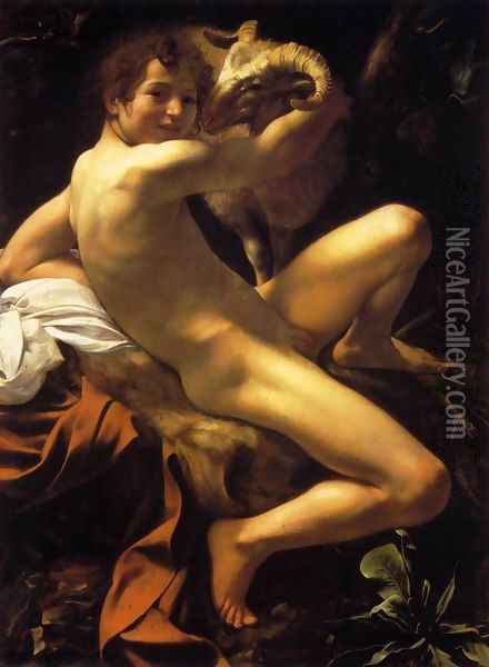 St. John the Baptist (Youth with Ram) Oil Painting - Caravaggio