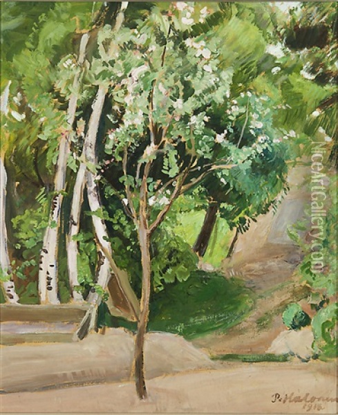 Flowering Apple Tree Oil Painting - Pekka Halonen