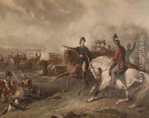 Wellington At Waterloo Oil Painting - Frederick Bromley
