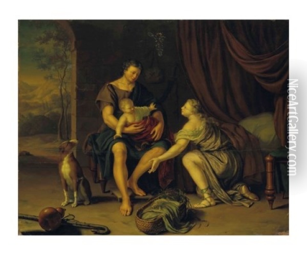 Mithridates Presentant Le Jeune Cyrus A Sa Femme Oil Painting - Frans van Mieris the Younger