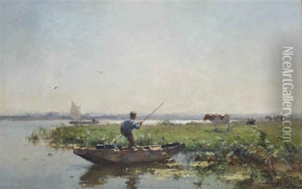 Early Morning In The Polder Oil Painting - Cornelis Vreedenburgh