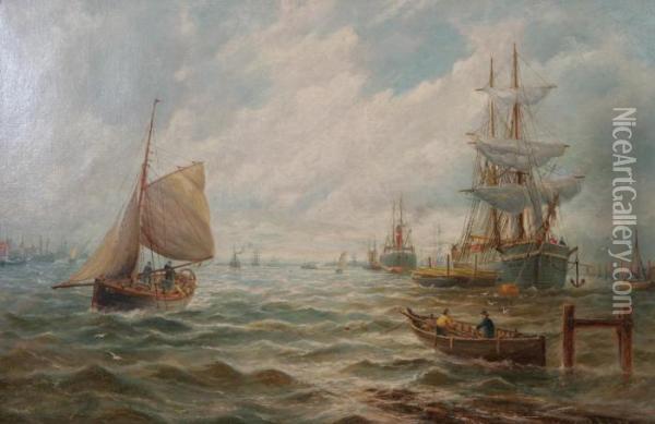 Fartyg Vid Kusten Oil Painting - Bernard Benedict Hemy