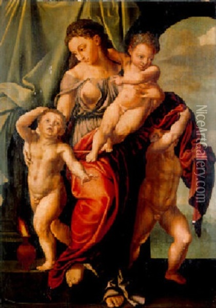 Roman Charity Oil Painting - Jan Sanders (Jan van) Hemessen