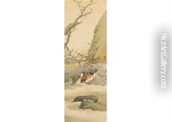 Shunsui Sparrow Oil Painting - Shuho Ikegami