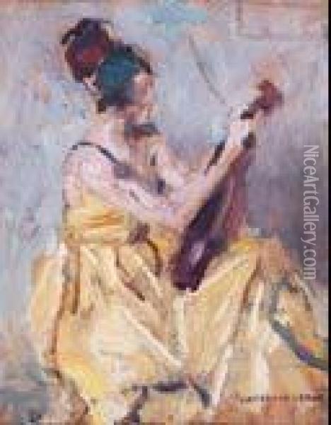 La Musicienne Oil Painting - Auguste Leroux
