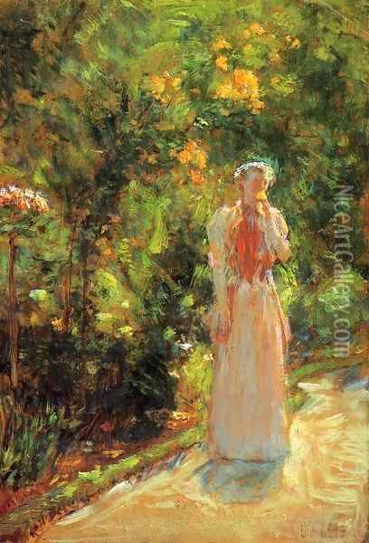 Mrs. Hassam in the Garden Oil Painting - Frederick Childe Hassam