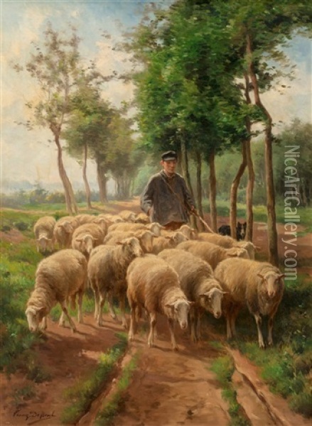 Shepherd And His Sheep Oil Painting - Franz De Beul