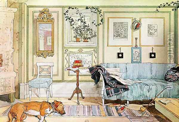 The Lazy Corner Oil Painting - Carl Larsson