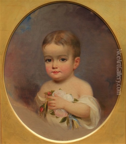 Portrait Of A Child Oil Painting - Samuel Bell Waugh