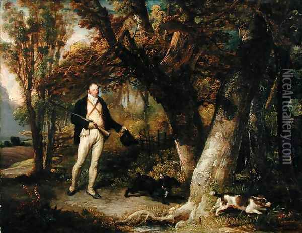 Portrait of the Rev. Thomas Levett and Favourite Dogs, Cock-Shooting, 1811 Oil Painting - James Ward