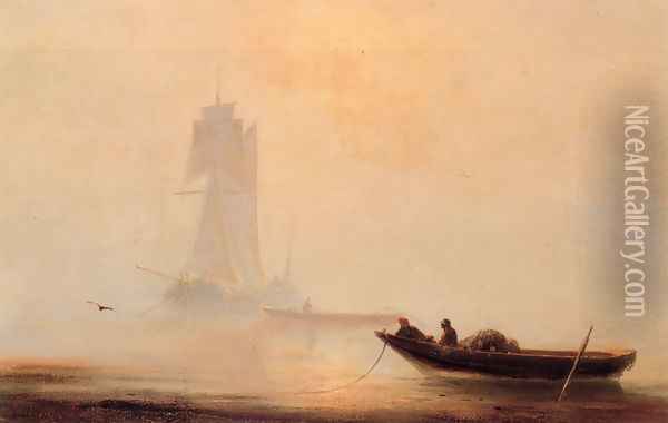 Fishing Boats In A Harbor Oil Painting - Ivan Konstantinovich Aivazovsky